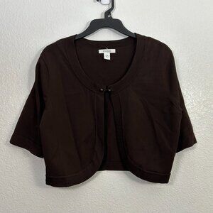 Dressbarn Lightweight Button Front Bolero Cropped Cardigan Y2K Preppy